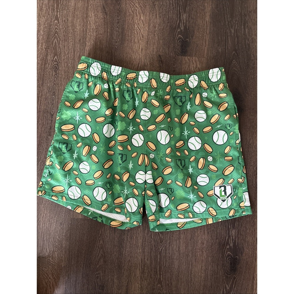 Baseball Lifestyle 101 Bag Shorts Large Mens St Patricks Day Shamrock